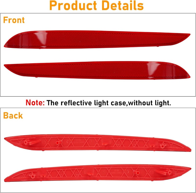 Abodvu Compatible with Hyundai Sonata Rear Bumper Reflector 2015-2017,Left Driver & Right Passenger Side Rear Bumper Red Marker Trim,7th Gen Sonata Back Reflector Light W/O Bulb Replacement(1Pair) - Image 5